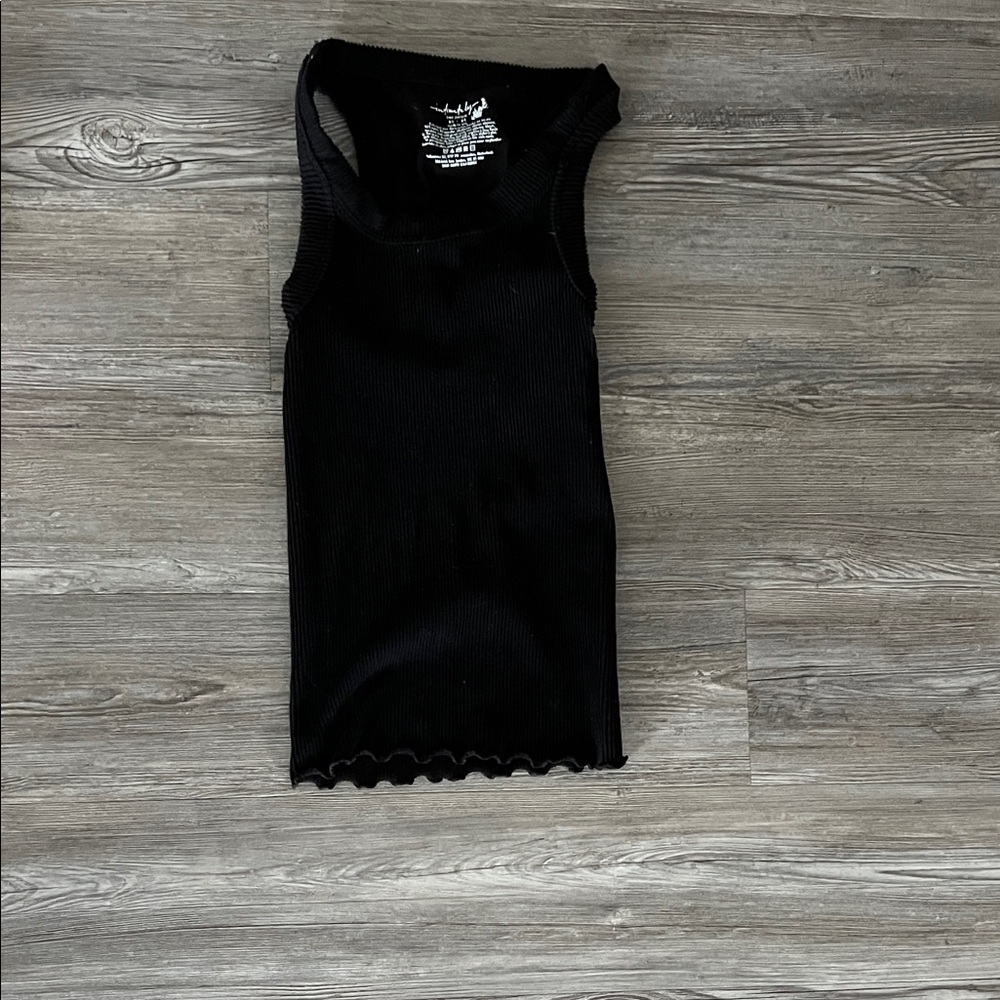 Free People Black Ribbed Tank Top